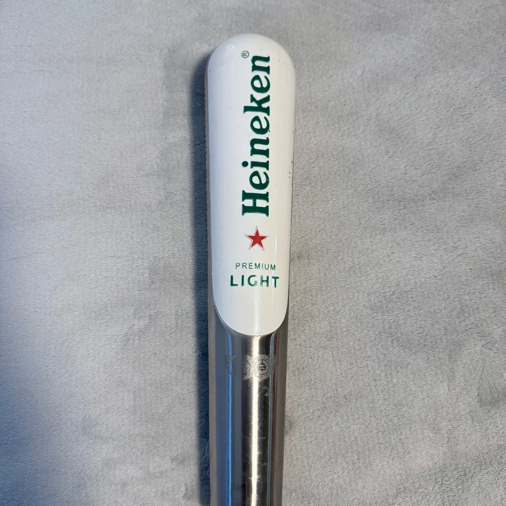 Vintage Heineken Premium Light Beer Tap Handle Draft Keg Knob White & Silver‎